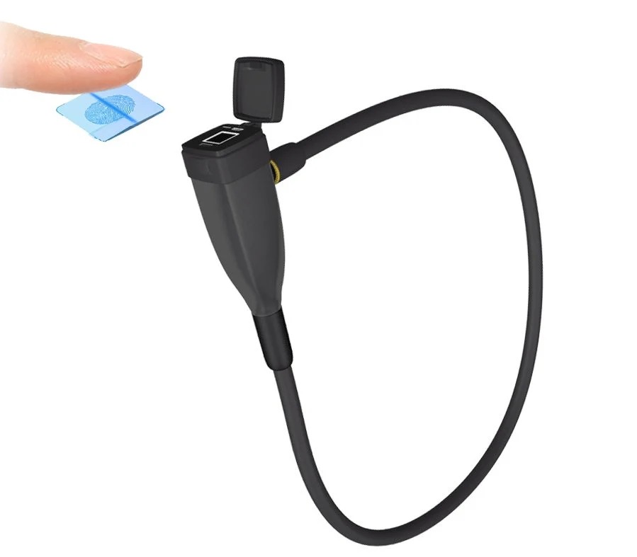 Bio Key Smart fingerprint Touchlock Wire Lock Ride The Electric Revolution Fingerprint Lock for Bicycle/Bike | Rechargeable Battery Operated Bicycle Lock Steel Cable Ip54 Water Resistant Stores Upto 20 Fingerprints